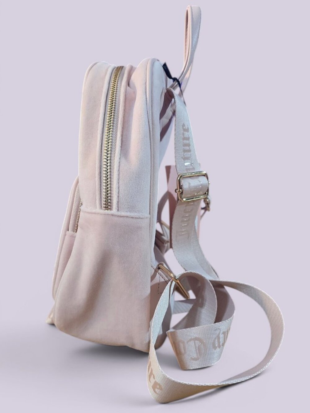 Juicy Couture Pink Velour Rhinestone Mini Backpack Y2K Coquette Charm Bag image 3